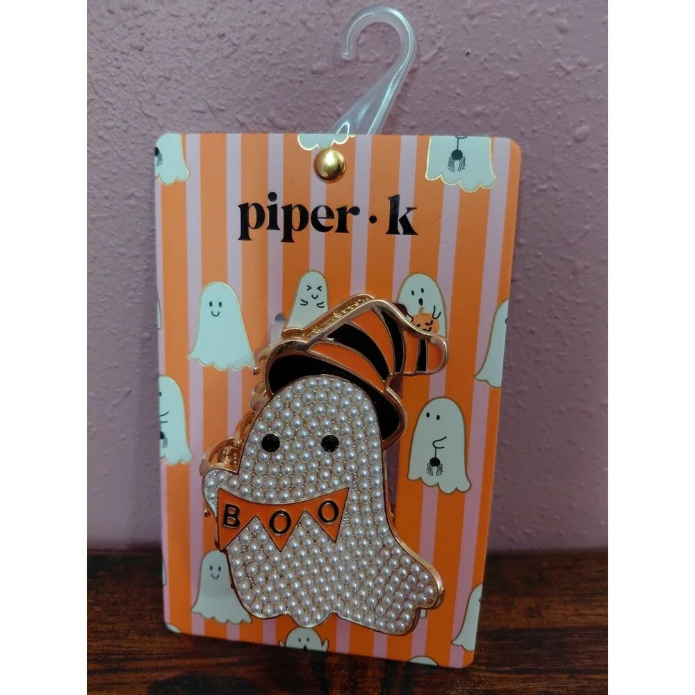 Piper K Hair Clip Ghost Boo Witch Pearl Metal Hair Clip Claw Halloween